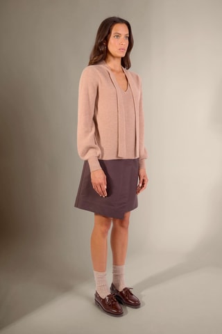 Jersey Ruba 100 % cachemir, 2 hilos - Cuello chalina. - Camel