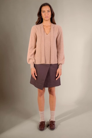 Jersey Ruba 100 % cachemir, 2 hilos - Cuello chalina. - Camel