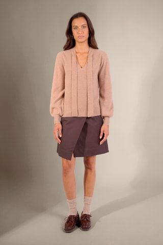 Jersey Ruba 100 % cachemir, 2 hilos - Cuello chalina. - Camel