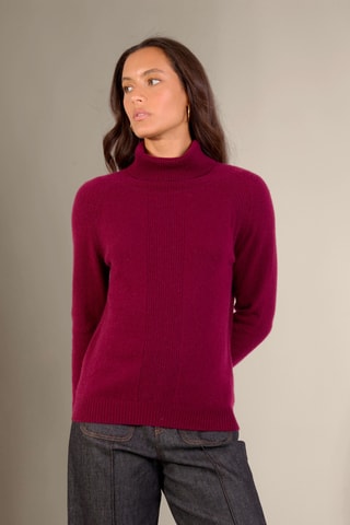 Jersey loose Florivien 100 % cachemir, 2 hilos - Jersey de cuello vuelto - Burdeos