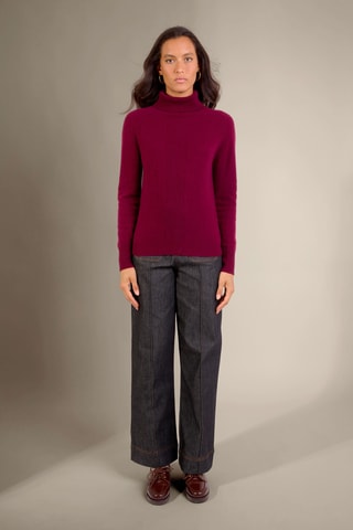 Jersey loose Florivien 100 % cachemir, 2 hilos - Jersey de cuello vuelto - Burdeos