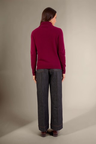 Jersey loose Florivien 100 % cachemir, 2 hilos - Jersey de cuello vuelto - Burdeos