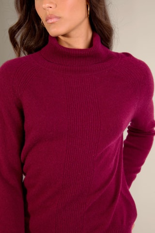 Jersey loose Florivien 100 % cachemir, 2 hilos - Jersey de cuello vuelto - Burdeos