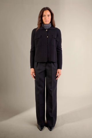 Chaqueta Solivra 100 % cachemir, 2 hilos - Cuello clásico. 410 gr - Negro