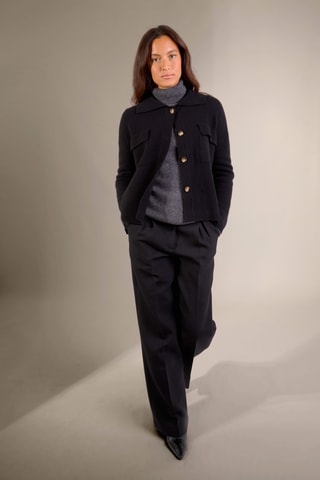 Chaqueta Solivra 100 % cachemir, 2 hilos - Cuello clásico. 410 gr - Negro