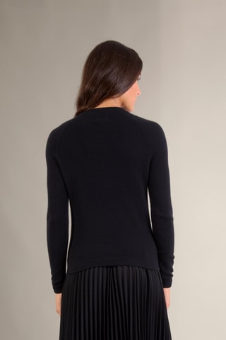 Jersey 100 % cachemir, 2 hilos - Cuello redondo. - Negro