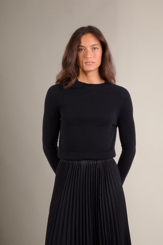 Jersey 100 % cachemir, 2 hilos - Cuello redondo. - Negro