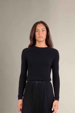 Jersey 100 % cachemir, 2 hilos - Cuello redondo. - Negro