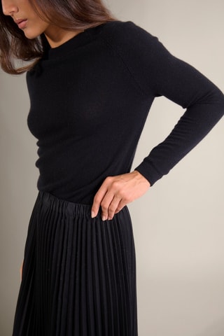 Jersey 100 % cachemir, 2 hilos - Cuello redondo. - Negro