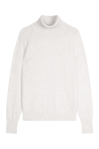 Jersey loose Florivien 100 % cachemir, 2 hilos - Jersey de cuello vuelto - Blanco