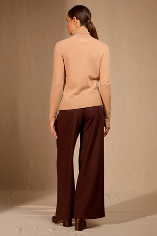Jersey loose Ashley 100 % cachemir, 4 hilos - Cuello vuelto 241 gr - Marrón claro