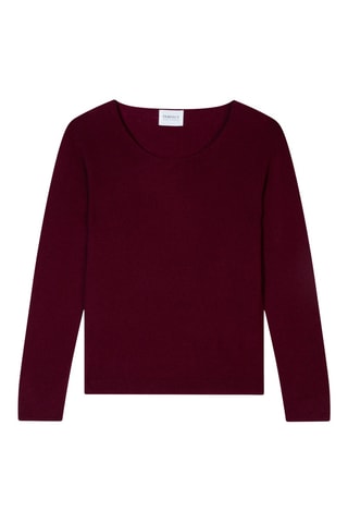 Jersey slim fit Lindsay 100 % cachemir, 2 hilos - Cuello redondo. - Burdeos