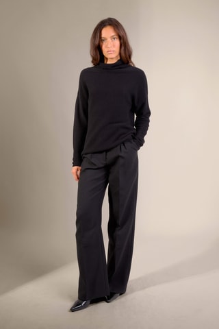 Jersey loose Cevaro 100 % cachemir, 2 hilos - Cuello chimenea - Negro