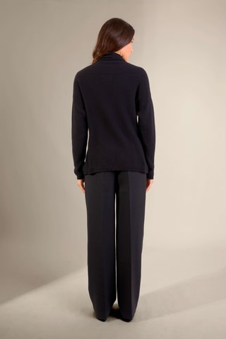 Jersey loose Cevaro 100 % cachemir, 2 hilos - Cuello chimenea - Negro