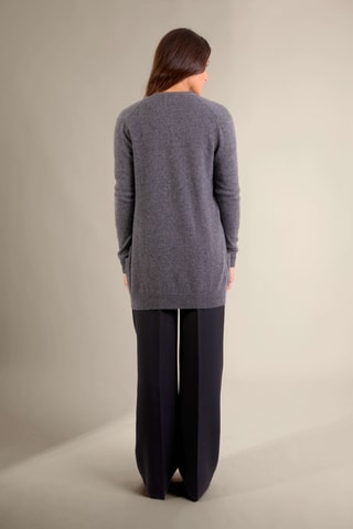 Cárdigan largo regular fit Pearl 100 % cachemir, 2 hilos - Cuello redondo. - Antracita