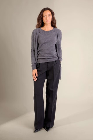 Cárdigan largo regular fit Pearl 100 % cachemir, 2 hilos - Cuello redondo. - Antracita