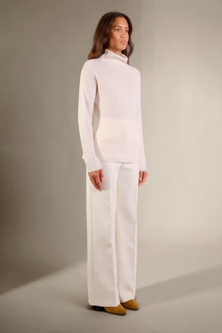 Jersey loose Cevaro 100 % cachemir, 2 hilos - Cuello chimenea - Crudo