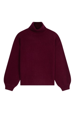 Jersey Pemba 100 % cachemir, 6 hilos - Cuello vuelto 345 gr - Burdeos