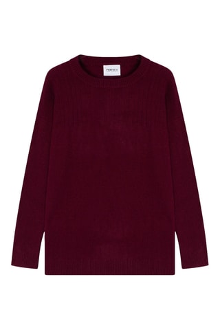 Jersey Amvira 100 % cachemir, 2 hilos - Cuello redondo. - Burdeos