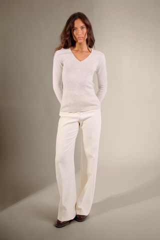 Jersey Gaby 100 % cachemir, 4 hilos - Cuello de pico. - Gris
