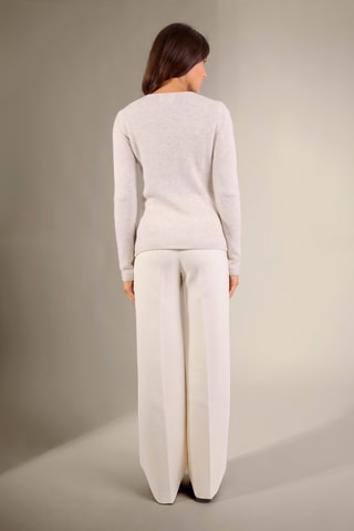 Jersey Gaby 100 % cachemir, 4 hilos - Cuello de pico. - Gris