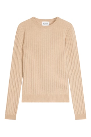 Jersey regular fit Kylie 100 % cachemir, 2 hilos - Cuello redondo. - Beige