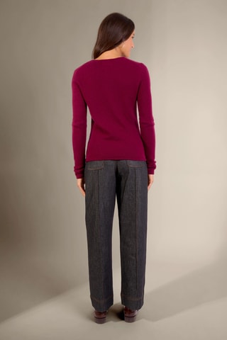 Jersey slim fit Marya 100 % cachemir, 4 hilos - Cuello redondo. - Burdeos