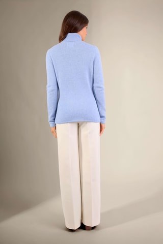 Jersey slim fit Willow 100 % cachemir, 4 hilos - Cuello vuelto 268 gr - Celeste