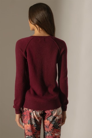 Jersey Wilma 100 % cachemir, 2 hilos - Cuello redondo. - Burdeos