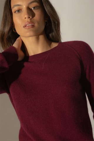 Jersey Wilma 100 % cachemir, 2 hilos - Cuello redondo. - Burdeos