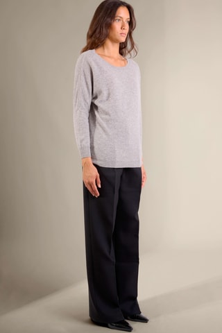 Jersey Molly 100 % cachemir, 2 hilos - Cuello redondo. - Gris claro