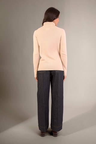 Jersey slim fit Willow 100 % cachemir, 4 hilos - Cuello vuelto 268 gr - Beige