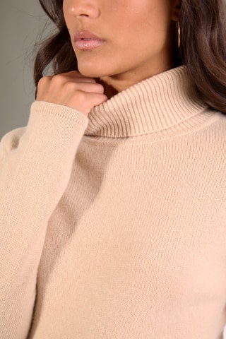 Jersey slim fit Willow 100 % cachemir, 4 hilos - Cuello vuelto 268 gr - Beige