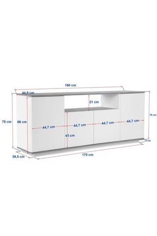 Buffet 4 portes Arista -  180 x 75 x 44,5 cm