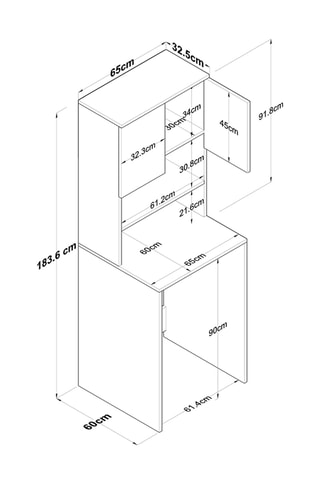 Meuble pour machine à laver KD101 - 65 x 183,6 x 60 cm