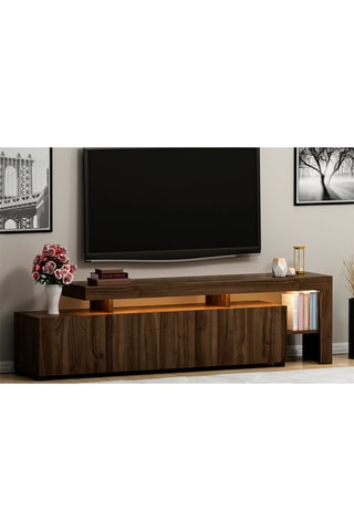 Meuble TV 2 portes et abattant Beliz - 192 x 53 x 37 cm