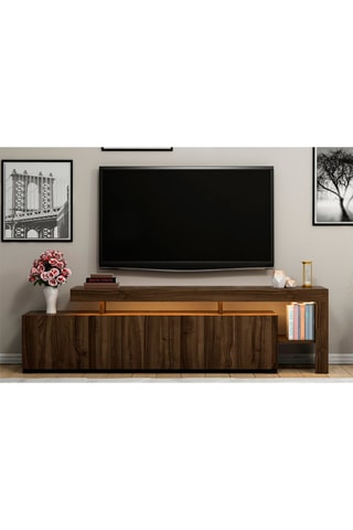 Meuble TV 2 portes et abattant Beliz - 192 x 53 x 37 cm