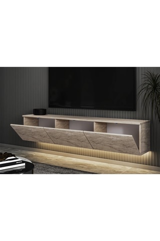 Meuble TV 3 abattants Neon Illuminated - 160 x 35 x 32 cm