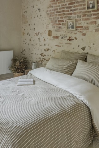 Copripiumino in cotone 80 fili/cm² Tim  - Bianco e marrone chiaro