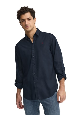 Chemise regular en lin - Bleu marine