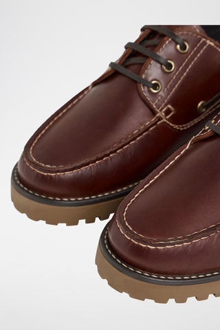 Chaussures bateau en cuir - Marron