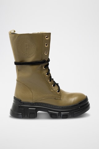 Botines de piel bovina con plataforma - Marrón
