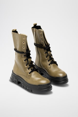 Botines de piel bovina con plataforma - Marrón