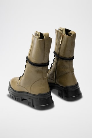 Botines de piel bovina con plataforma - Marrón
