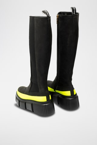 Botas de piel bovina con plataforma - Negro