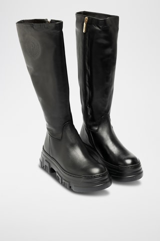 Botas de piel bovina con plataforma - Negro