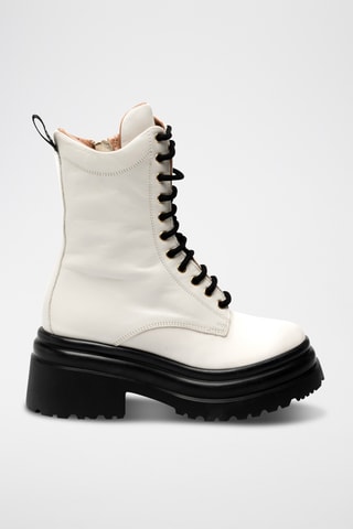 Botines de piel bovina con plataforma - Blanco