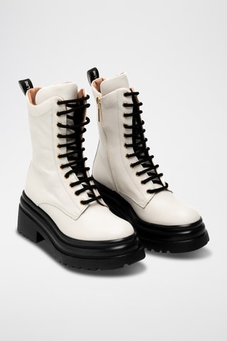Botines de piel bovina con plataforma - Blanco