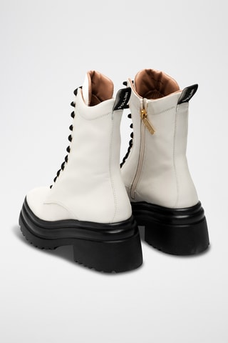 Botines de piel bovina con plataforma - Blanco