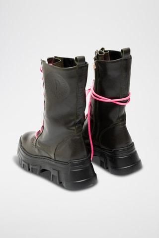 Botines de piel bovina con plataforma - Marrón